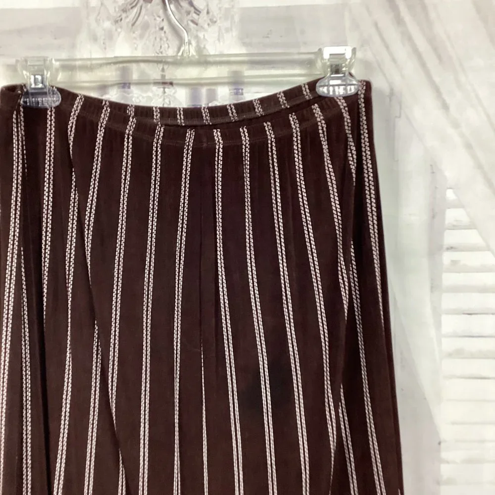 Citiknits Brown Cream Striped Pencil Midi Skirt 1X
